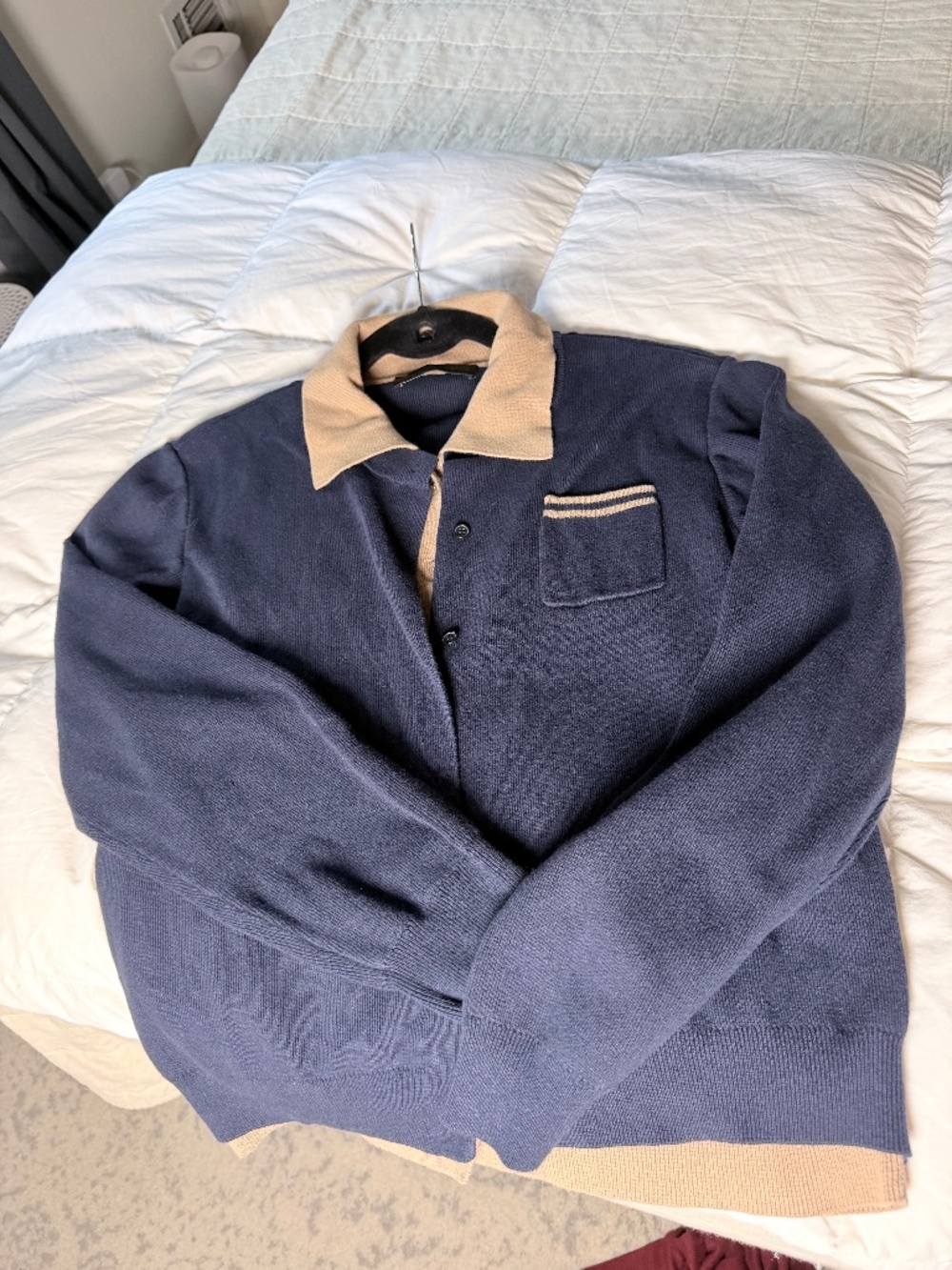 Zara - Layered cardigan look - Navy and Camel - Size Large